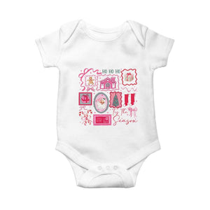 Pink Christmas Baby Onesie Old Xmas Vintage Pink Santa Claus TS10 White Print Your Wear