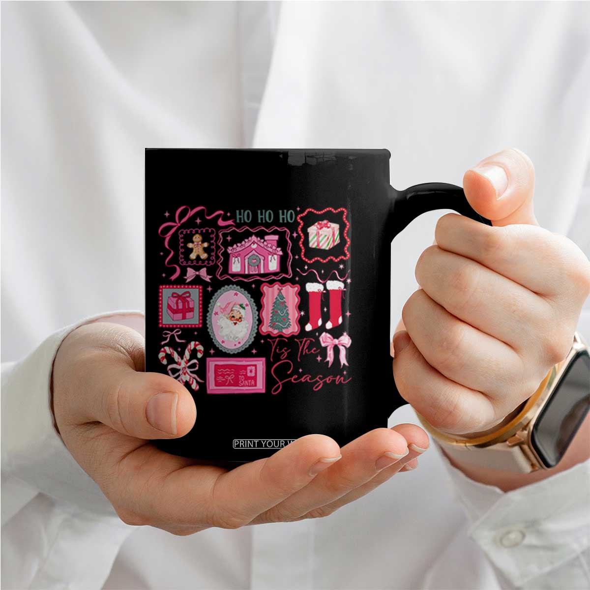 Pink Christmas Coffee Mug Old Xmas Vintage Pink Santa Claus TS10 Print Your Wear