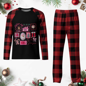 Pink Christmas Plaid Pajama Set Old Xmas Vintage Pink Santa Claus TS10 Buffalo Plaid Print Your Wear