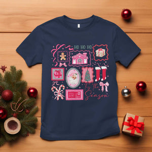 Pink Christmas T Shirt Old Xmas Vintage Pink Santa Claus TS10 Navy Print Your Wear