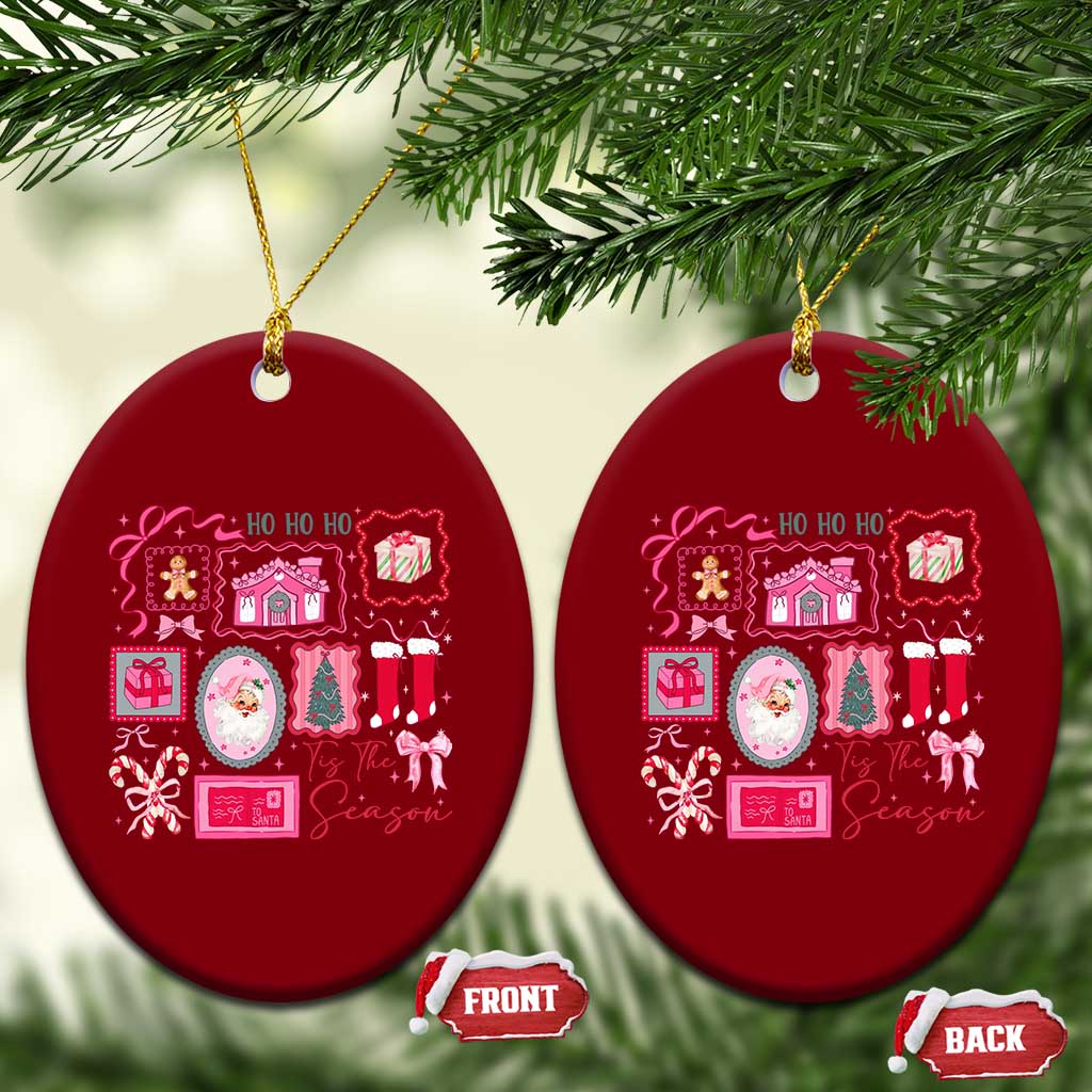 Pink Christmas Ceramic Ornament Old Xmas Vintage Pink Santa Claus TS10 Print Your Wear