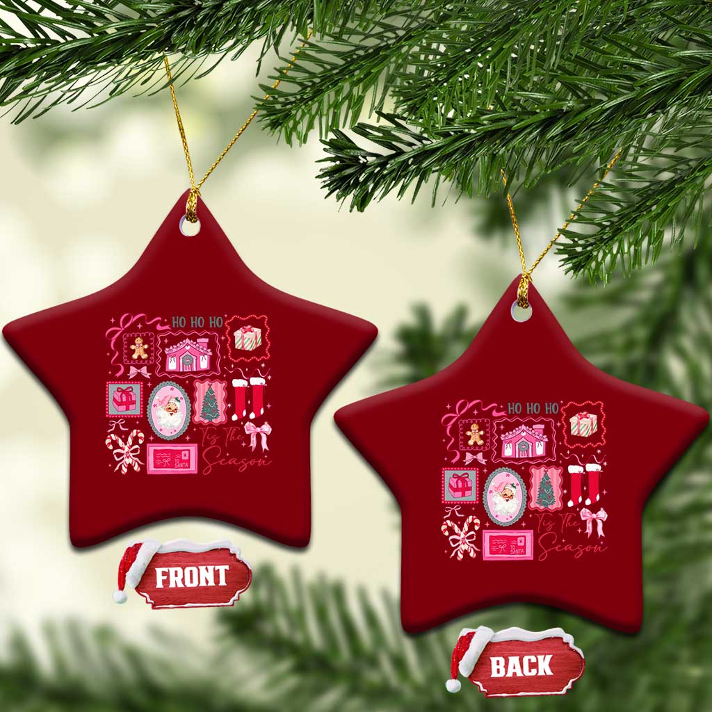 Pink Christmas Ceramic Ornament Old Xmas Vintage Pink Santa Claus TS10 Print Your Wear