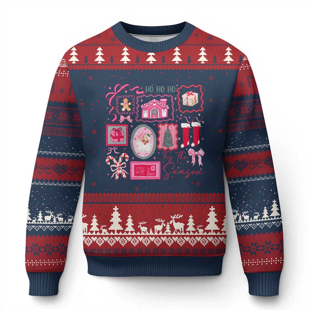 Pink Xmas Ugly Christmas Sweater Old Xmas Vintage Pink Santa Claus TS10 Navy Red Print Your Wear