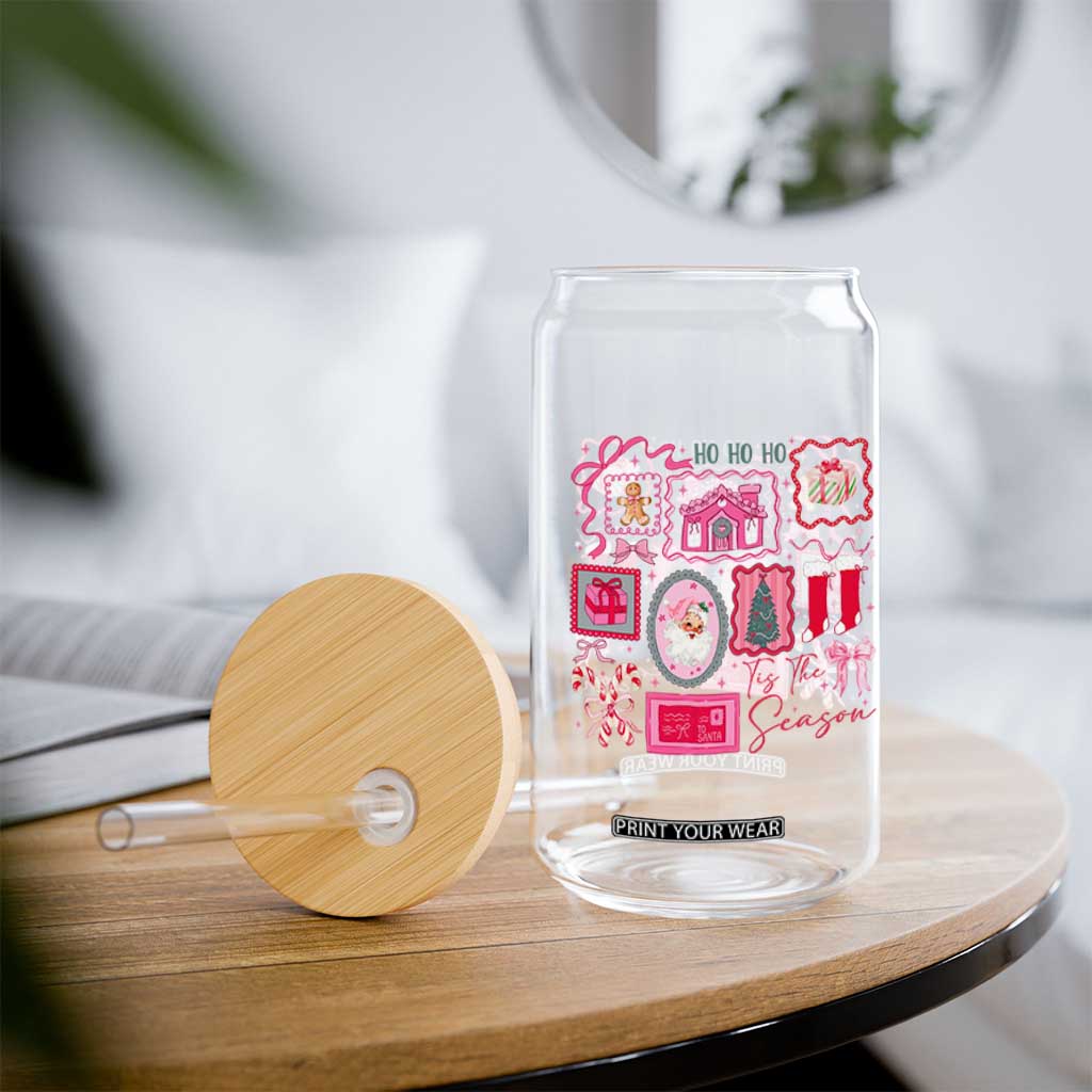 Pink Christmas Glass Can Old Xmas Vintage Pink Santa Claus TS10 Print Your Wear