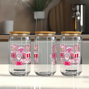 Pink Christmas Glass Can Old Xmas Vintage Pink Santa Claus TS10 Print Your Wear