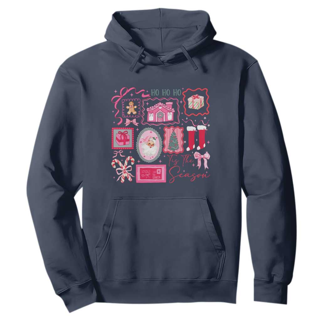 Pink Christmas Hoodie Old Xmas Vintage Pink Santa Claus TS10 Navy Print Your Wear