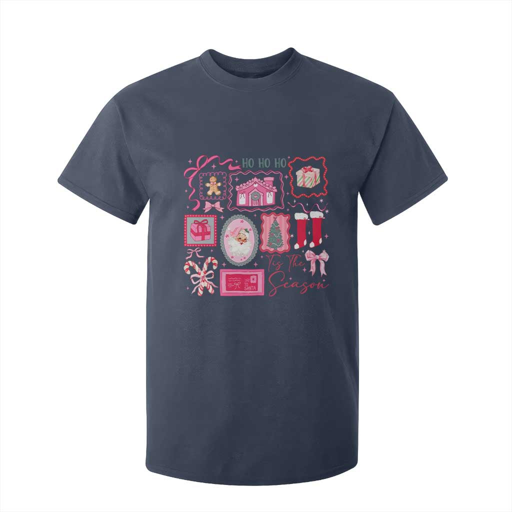 Pink Christmas T Shirt For Kid Old Xmas Vintage Pink Santa Claus TS10 Navy Print Your Wear