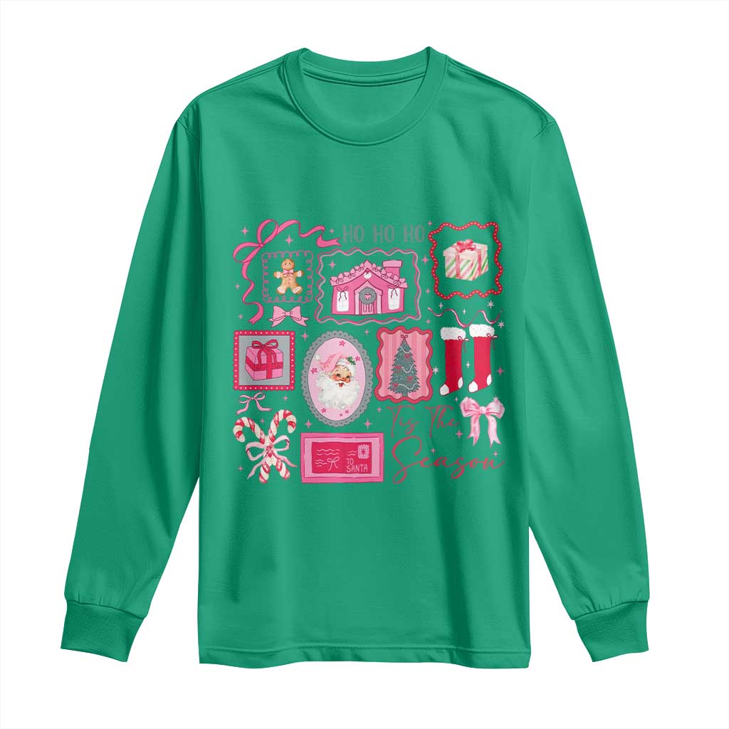Pink Christmas Long Sleeve Shirt Old Xmas Vintage Pink Santa Claus TS10 Irish Green Print Your Wear