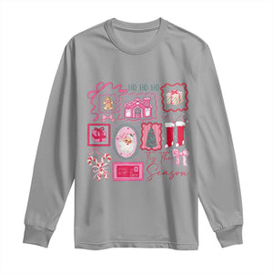 Pink Christmas Long Sleeve Shirt Old Xmas Vintage Pink Santa Claus TS10 Sport Gray Print Your Wear