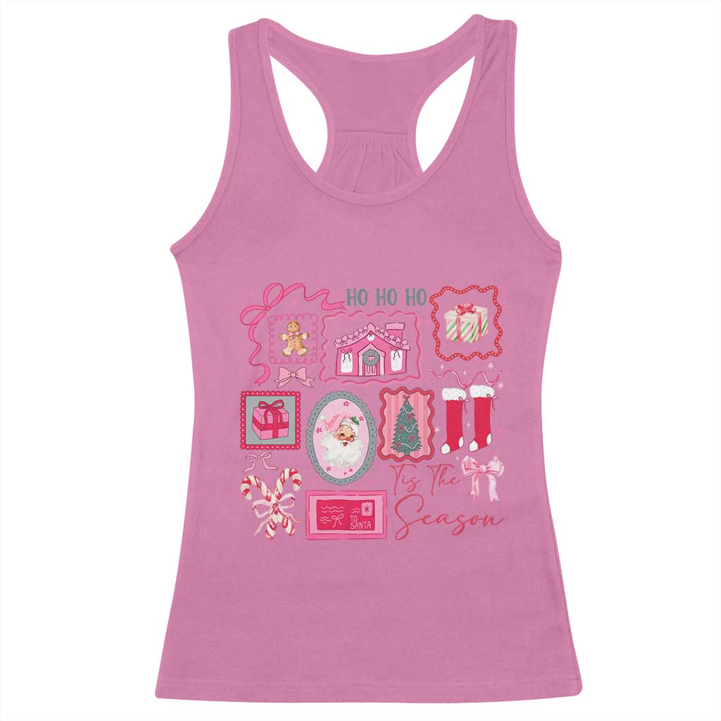 Pink Christmas Racerback Tank Top Old Xmas Vintage Pink Santa Claus TS10 Azalea Print Your Wear