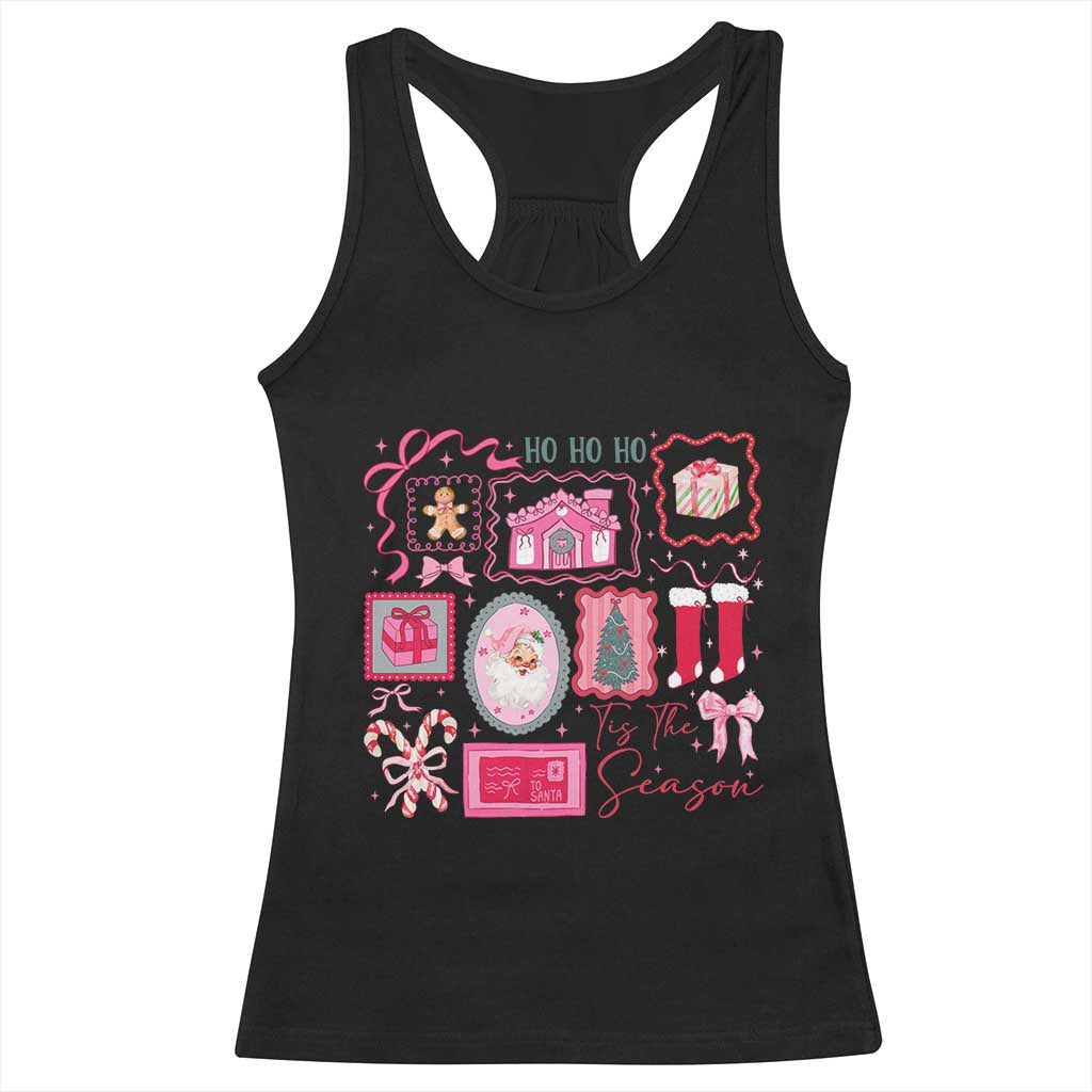 Pink Christmas Racerback Tank Top Old Xmas Vintage Pink Santa Claus TS10 Black Print Your Wear