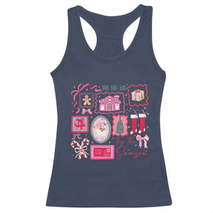Pink Christmas Racerback Tank Top Old Xmas Vintage Pink Santa Claus TS10 Navy Print Your Wear