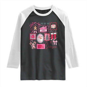 Pink Christmas Raglan Shirt Old Xmas Vintage Pink Santa Claus TS10 Black White Print Your Wear