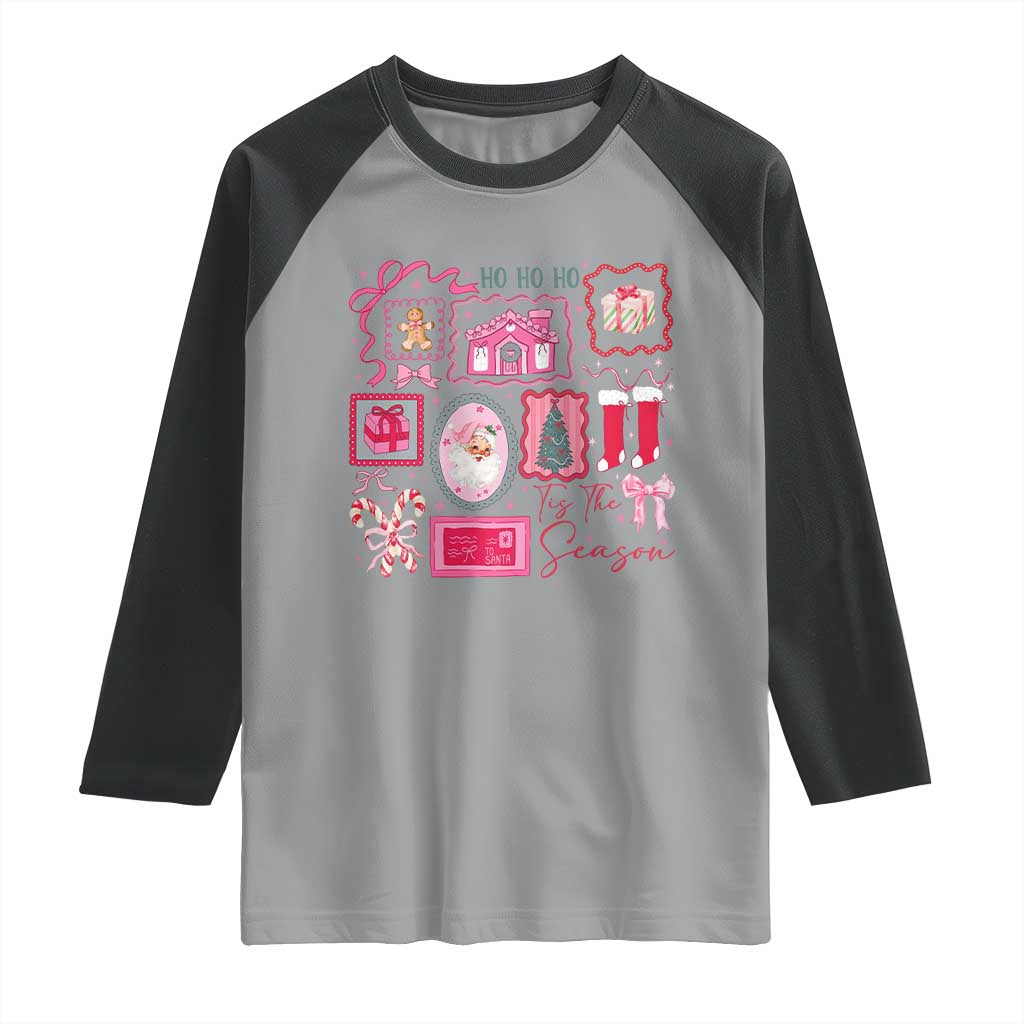 Pink Christmas Raglan Shirt Old Xmas Vintage Pink Santa Claus TS10 Sport Gray Black Print Your Wear