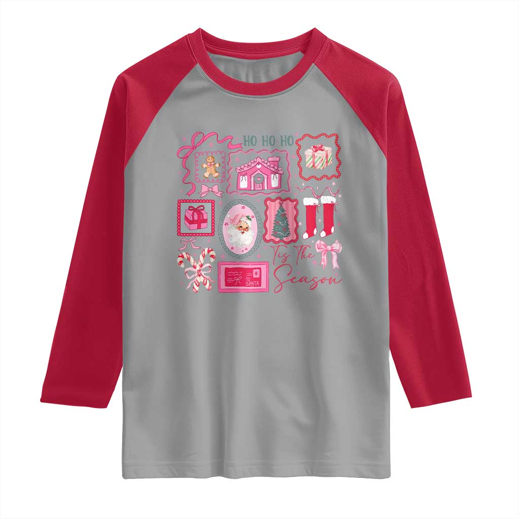 Pink Christmas Raglan Shirt Old Xmas Vintage Pink Santa Claus TS10 Sport Gray Red Print Your Wear