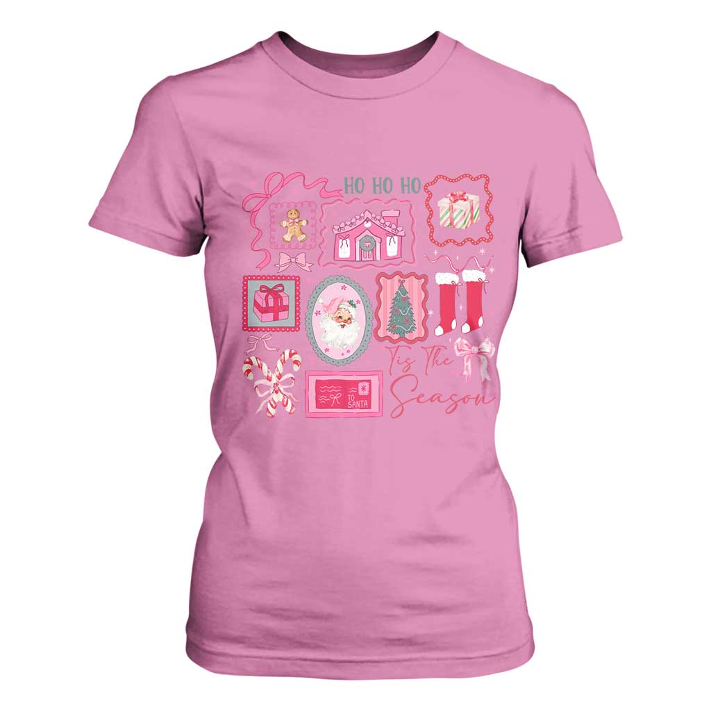 Pink Christmas T Shirt For Women Old Xmas Vintage Pink Santa Claus TS10 Azalea Print Your Wear