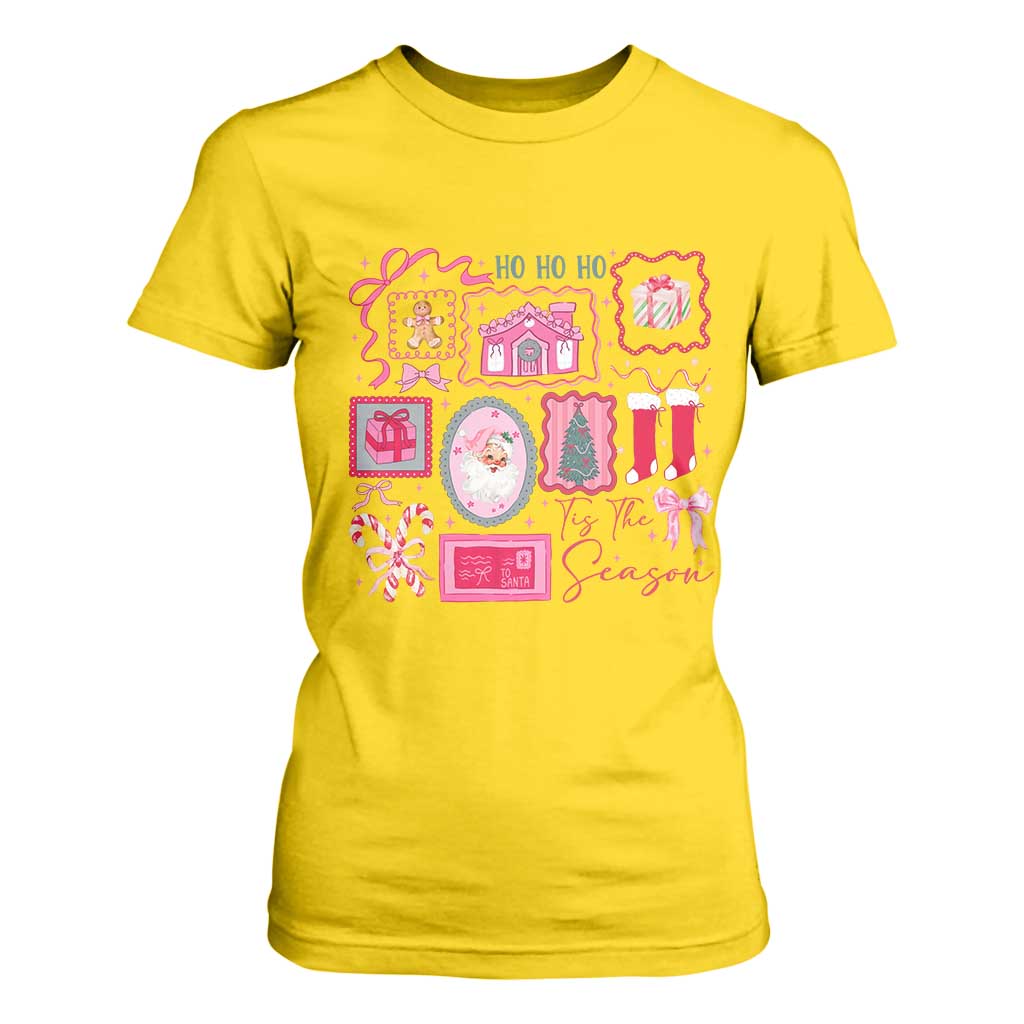 Pink Christmas T Shirt For Women Old Xmas Vintage Pink Santa Claus TS10 Daisy Print Your Wear