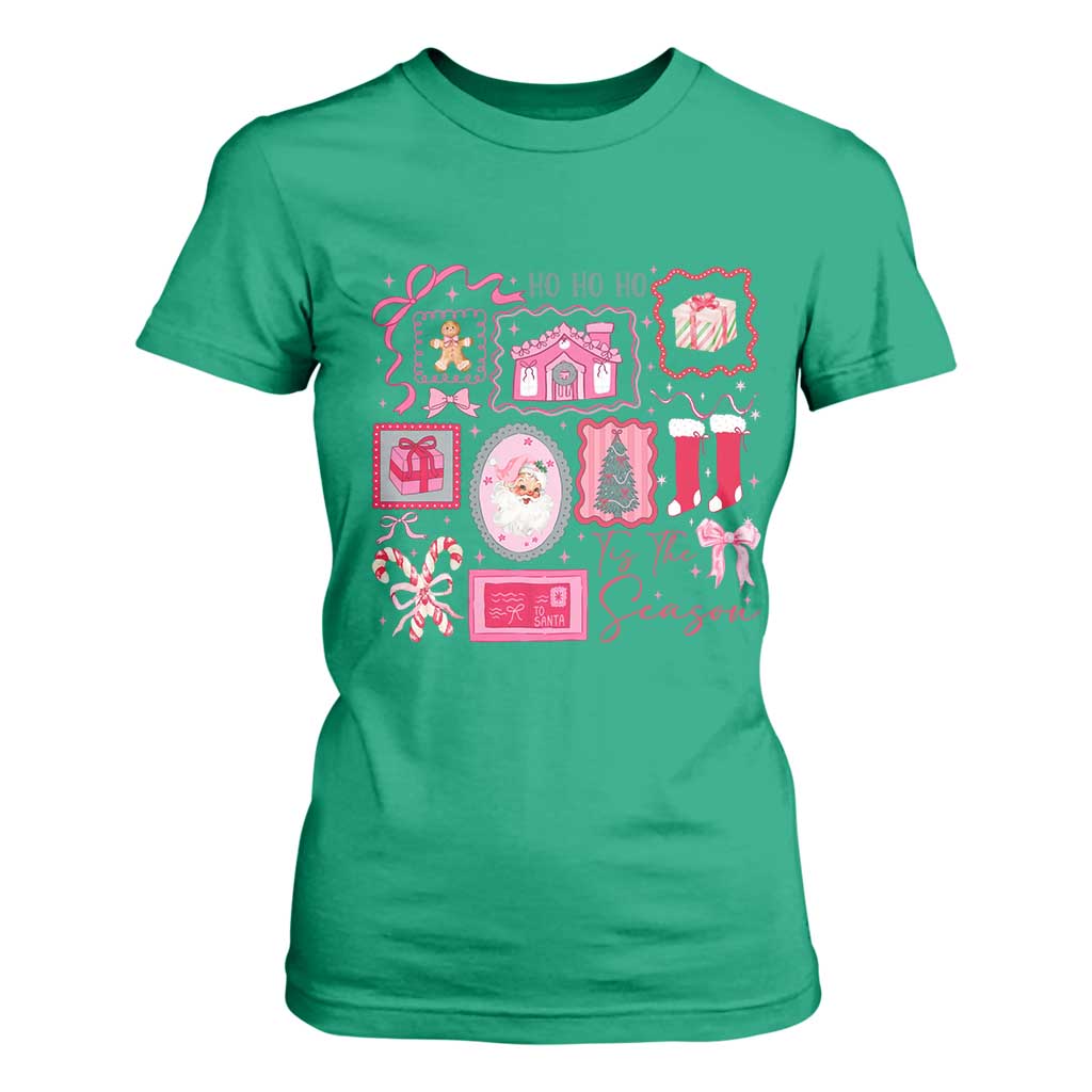 Pink Christmas T Shirt For Women Old Xmas Vintage Pink Santa Claus TS10 Irish Green Print Your Wear