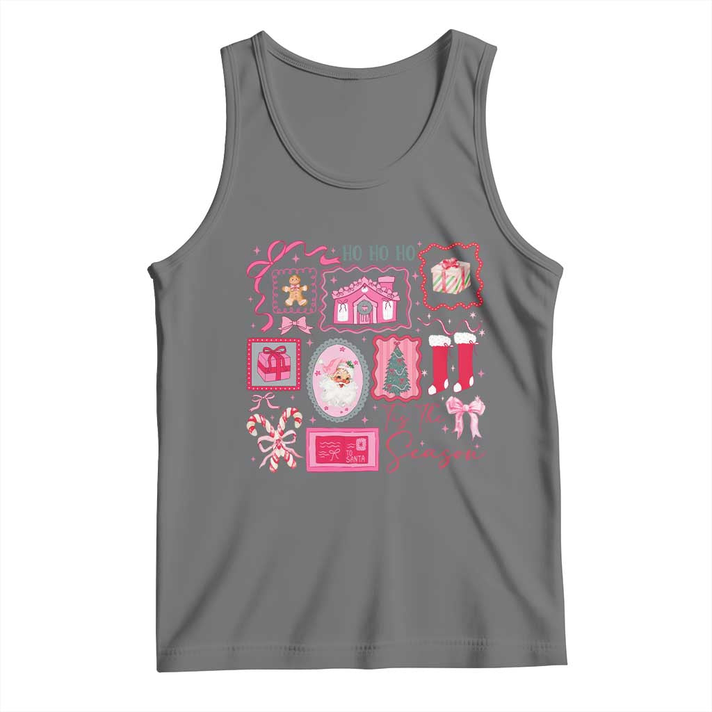 Pink Christmas Tank Top Old Xmas Vintage Pink Santa Claus TS10 Black Heather Print Your Wear