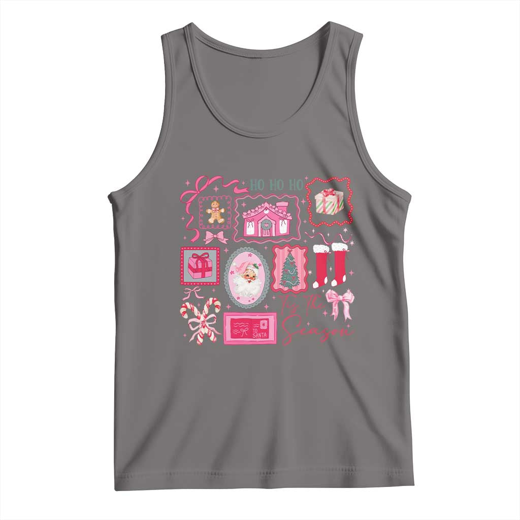 Pink Christmas Tank Top Old Xmas Vintage Pink Santa Claus TS10 Deep Heather Print Your Wear