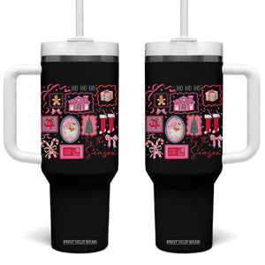 Pink Christmas Tumbler With Handle Old Xmas Vintage Pink Santa Claus TS10 One Size: 40 oz Black Print Your Wear