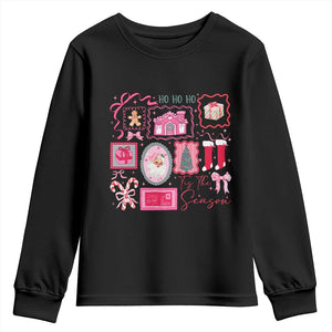 Pink Christmas Youth Sweatshirt Old Xmas Vintage Pink Santa Claus TS10 Black Print Your Wear