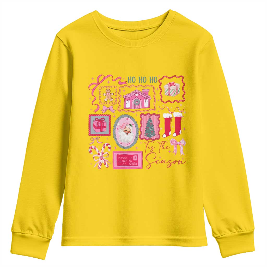 Pink Christmas Youth Sweatshirt Old Xmas Vintage Pink Santa Claus TS10 Daisy Print Your Wear