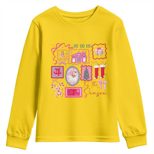 Pink Christmas Youth Sweatshirt Old Xmas Vintage Pink Santa Claus TS10 Daisy Print Your Wear