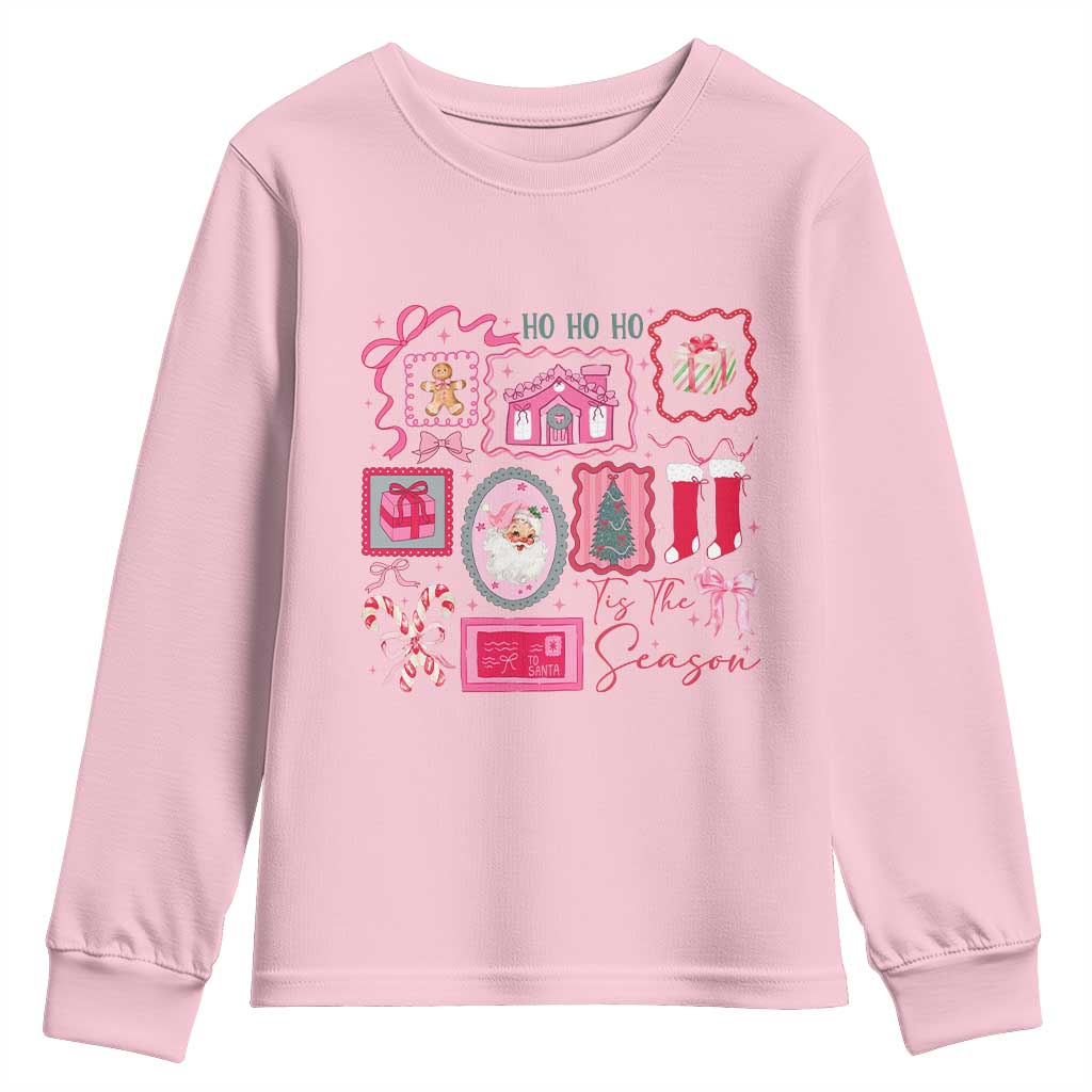 Pink Christmas Youth Sweatshirt Old Xmas Vintage Pink Santa Claus TS10 Light Pink Print Your Wear
