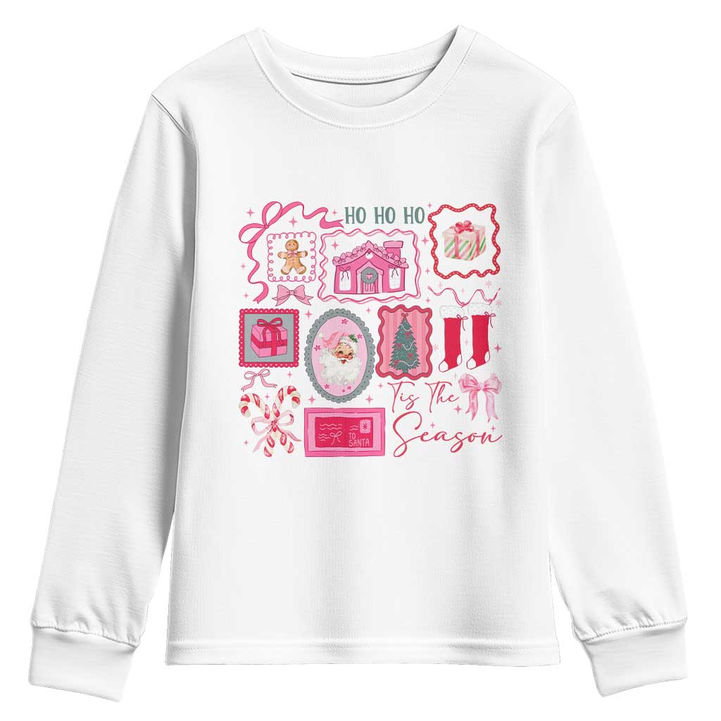 Pink Christmas Youth Sweatshirt Old Xmas Vintage Pink Santa Claus TS10 White Print Your Wear