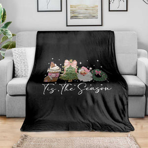 Christmas Tis The Season Throw Blanket Cute Winter Old Xmas Vintage Pink Santa Claus TS10 Print Your Wear