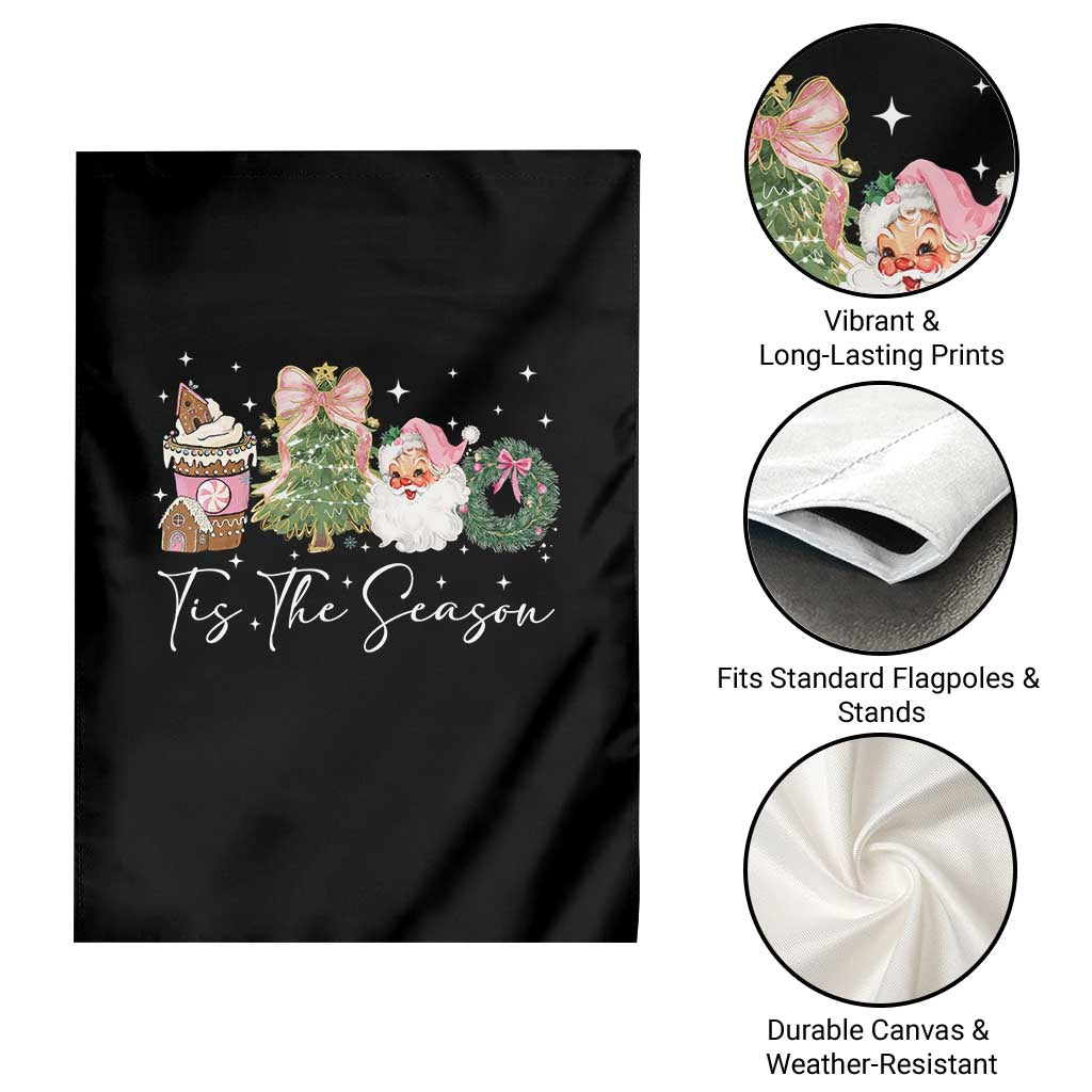 Christmas Tis The Season Garden Flag Cute Winter Old Xmas Vintage Pink Santa Claus TS10 Print Your Wear