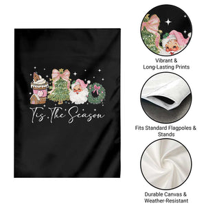Christmas Tis The Season Garden Flag Cute Winter Old Xmas Vintage Pink Santa Claus TS10 Print Your Wear
