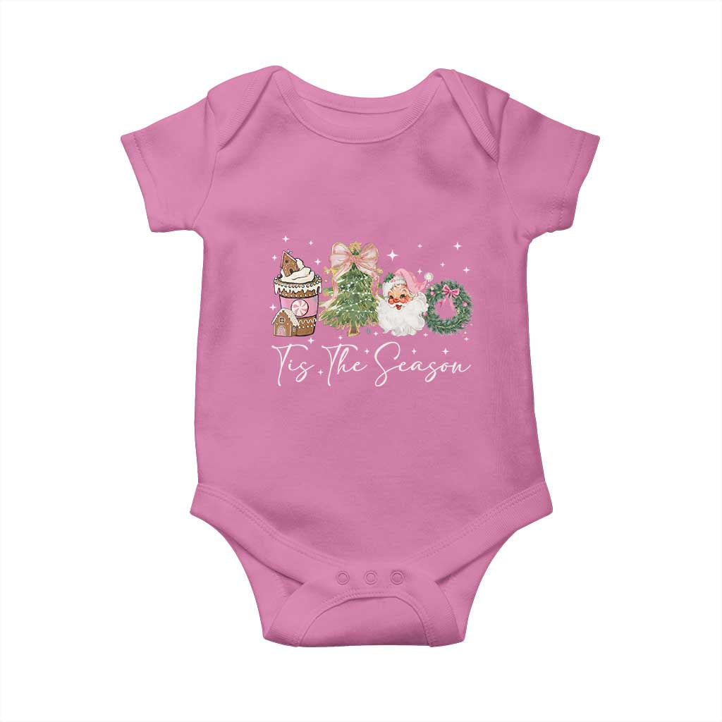 Christmas Tis The Season Baby Onesie Cute Winter Old Xmas Vintage Pink Santa Claus TS10 Azalea Print Your Wear