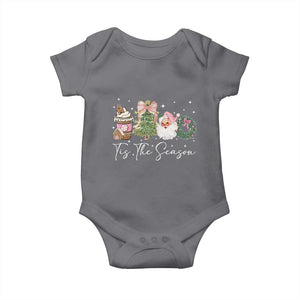 Christmas Tis The Season Baby Onesie Cute Winter Old Xmas Vintage Pink Santa Claus TS10 Charcoal Print Your Wear