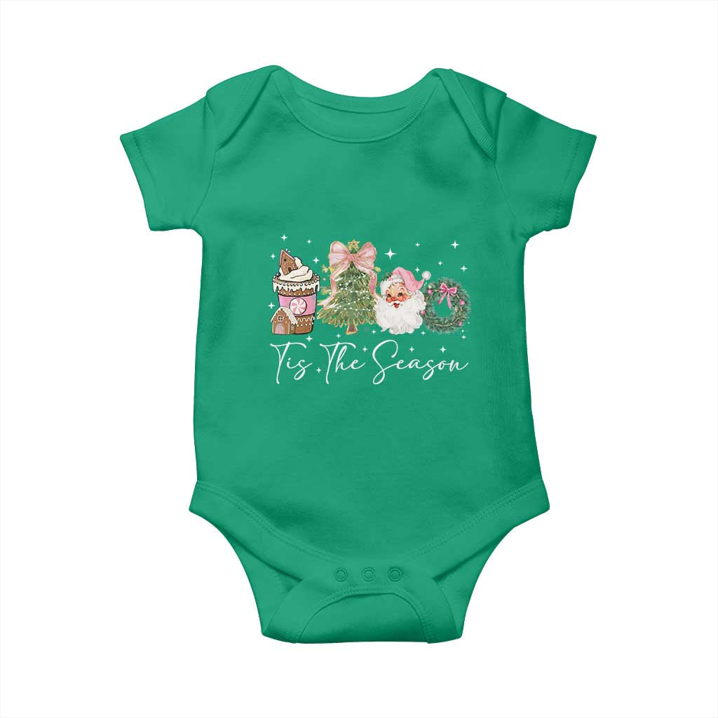 Christmas Tis The Season Baby Onesie Cute Winter Old Xmas Vintage Pink Santa Claus TS10 Irish Green Print Your Wear