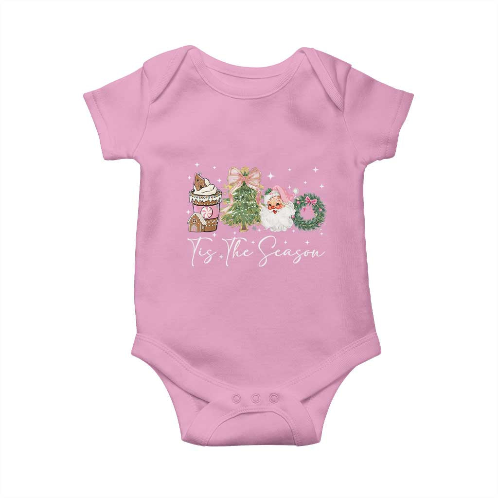 Christmas Tis The Season Baby Onesie Cute Winter Old Xmas Vintage Pink Santa Claus TS10 Light Pink Print Your Wear