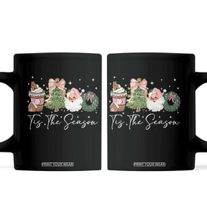 Christmas Tis The Season Coffee Mug Cute Winter Old Xmas Vintage Pink Santa Claus TS10 Black Print Your Wear