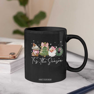 Christmas Tis The Season Coffee Mug Cute Winter Old Xmas Vintage Pink Santa Claus TS10 Print Your Wear