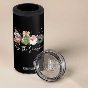 Christmas Tis The Season 4 in 1 Can Cooler Tumbler Cute Winter Old Xmas Vintage Pink Santa Claus TS10 Print Your Wear
