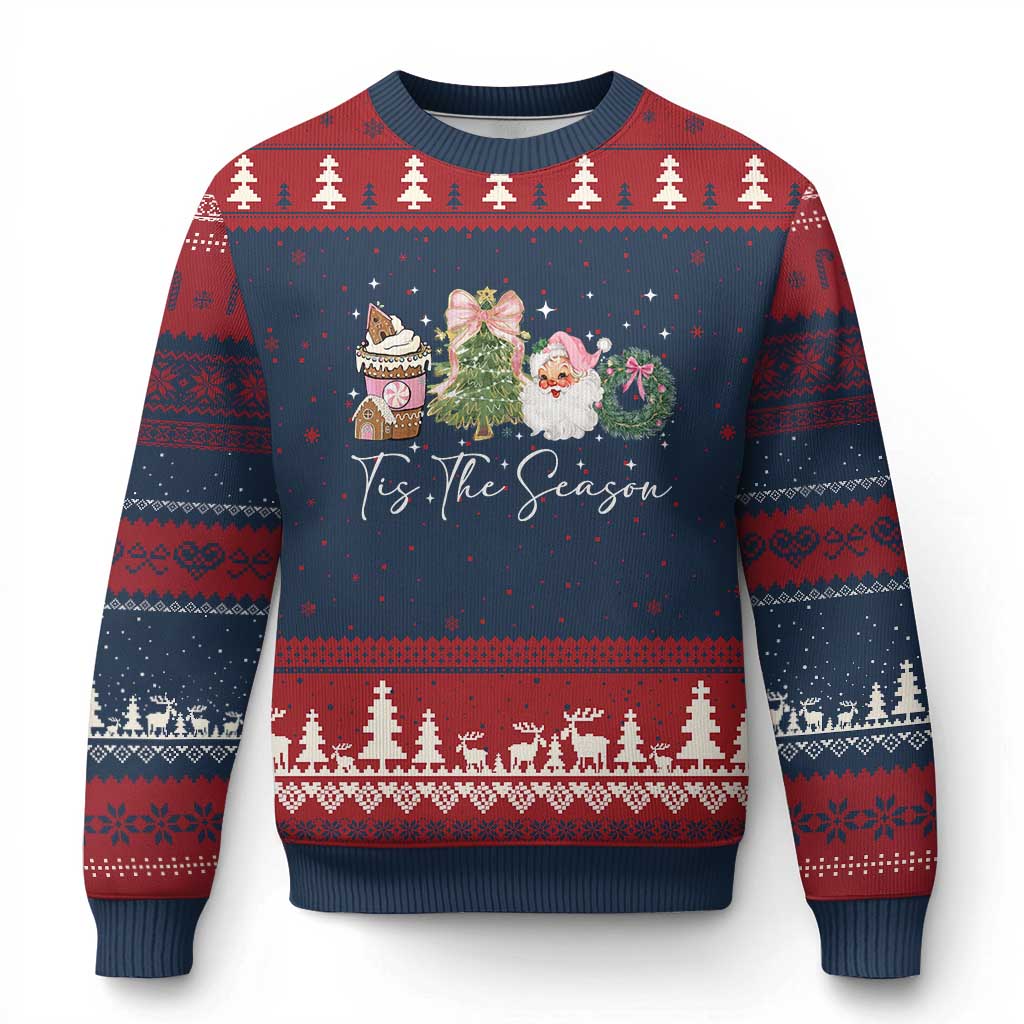 Christmas Tis The Season Ugly Christmas Sweater Cute Winter Old Xmas Vintage Pink Santa Claus TS10 Navy Red Print Your Wear