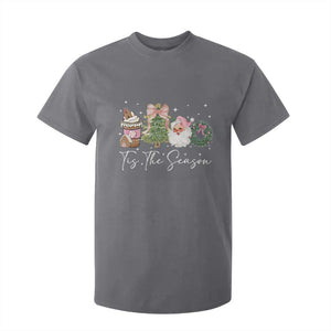 Christmas Tis The Season T Shirt For Kid Cute Winter Old Xmas Vintage Pink Santa Claus TS10 Charcoal Print Your Wear