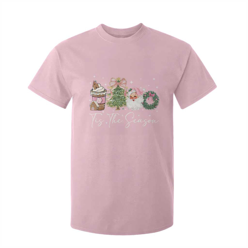 Christmas Tis The Season T Shirt For Kid Cute Winter Old Xmas Vintage Pink Santa Claus TS10 Light Pink Print Your Wear