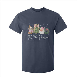 Christmas Tis The Season T Shirt For Kid Cute Winter Old Xmas Vintage Pink Santa Claus TS10 Navy Print Your Wear