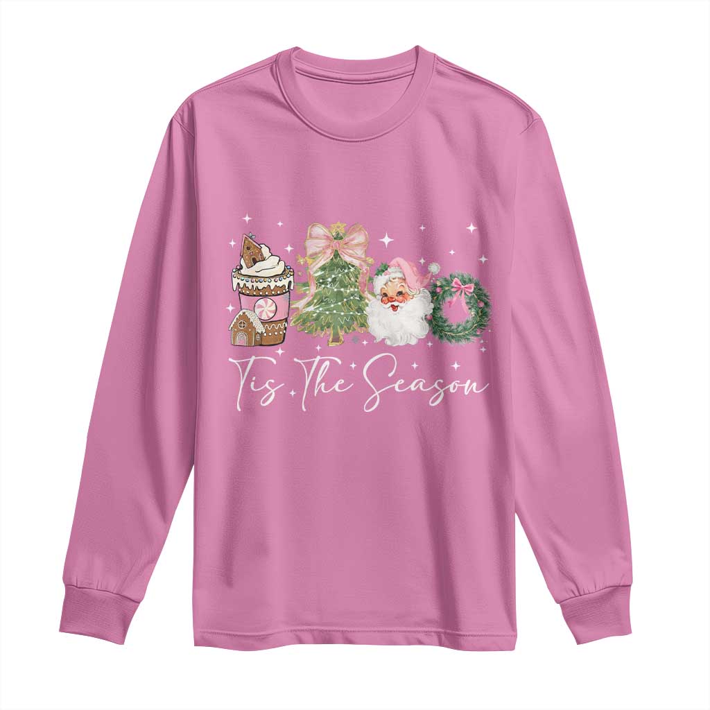 Christmas Tis The Season Long Sleeve Shirt Cute Winter Old Xmas Vintage Pink Santa Claus TS10 Azalea Print Your Wear