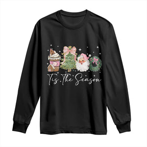 Christmas Tis The Season Long Sleeve Shirt Cute Winter Old Xmas Vintage Pink Santa Claus TS10 Black Print Your Wear