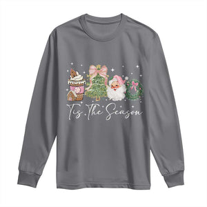 Christmas Tis The Season Long Sleeve Shirt Cute Winter Old Xmas Vintage Pink Santa Claus TS10 Charcoal Print Your Wear