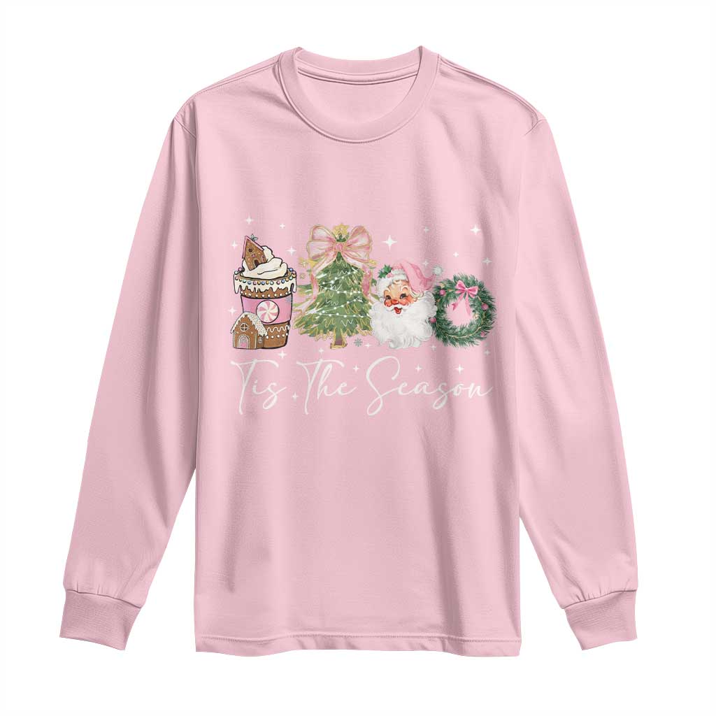 Christmas Tis The Season Long Sleeve Shirt Cute Winter Old Xmas Vintage Pink Santa Claus TS10 Light Pink Print Your Wear