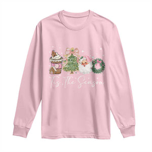 Christmas Tis The Season Long Sleeve Shirt Cute Winter Old Xmas Vintage Pink Santa Claus TS10 Light Pink Print Your Wear