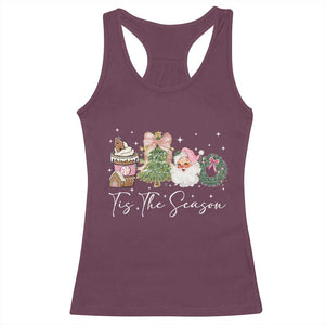 Christmas Tis The Season Racerback Tank Top Cute Winter Old Xmas Vintage Pink Santa Claus TS10 Maroon Print Your Wear